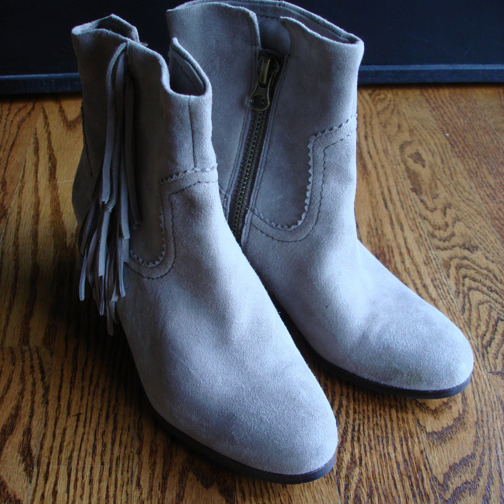 Suede Fringe Ankle Boots